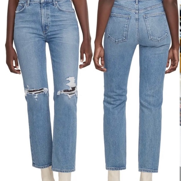 AGOLDE Wilde Ripped Straight Leg Whiplash Jeans 25 - Picture 2 of 9